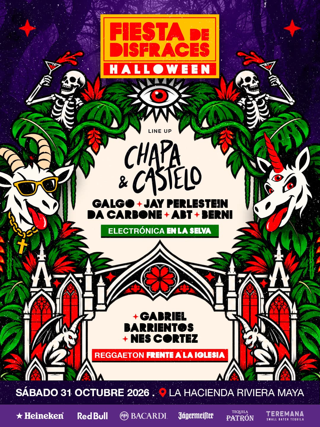 Flyer oficial de Fiesta de Disfraces Halloween